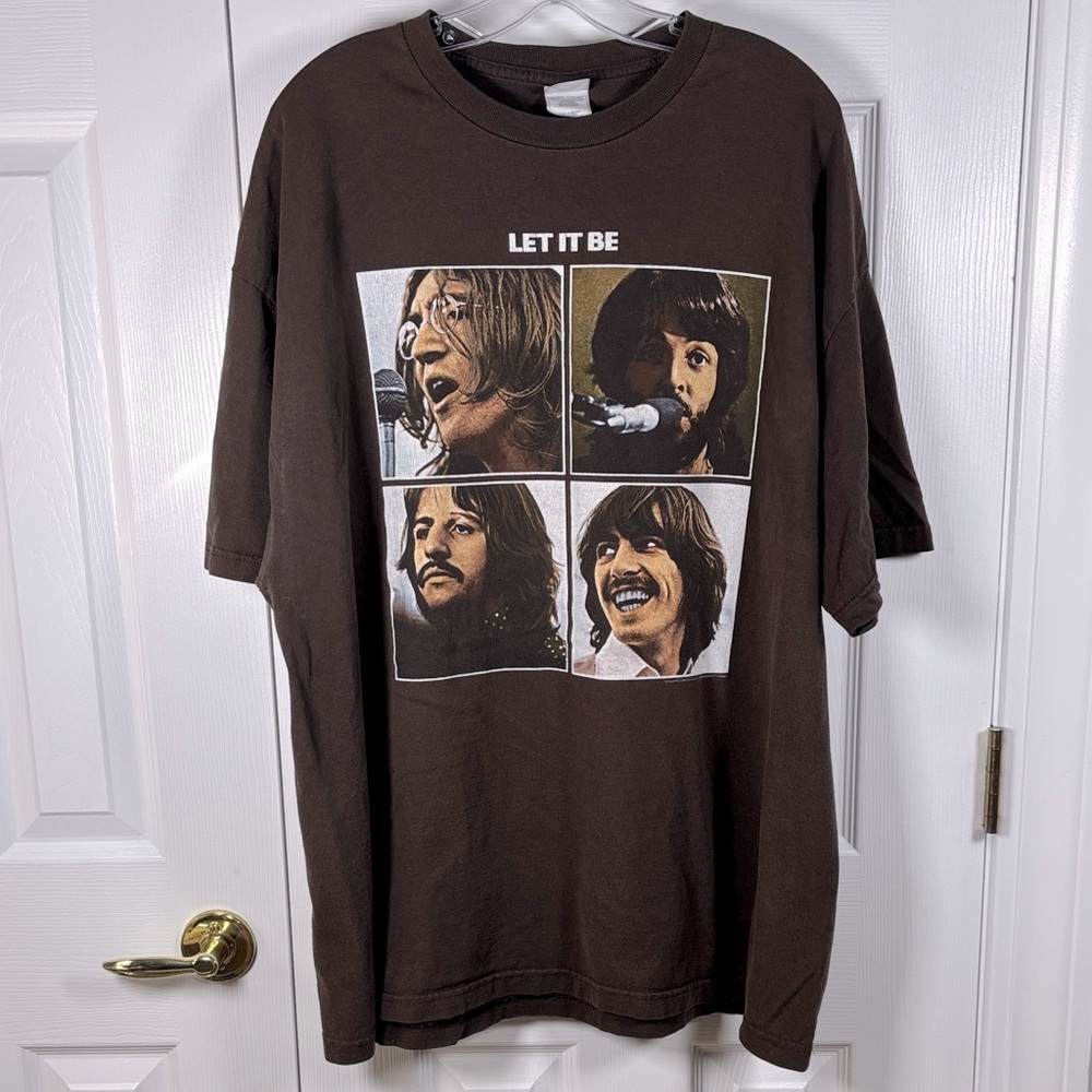 VTG Y2K 2004 TRIPLE AAA TAG THE BEATLES LET IT BE BROWN BAND T SHIRT SIZE 2XL